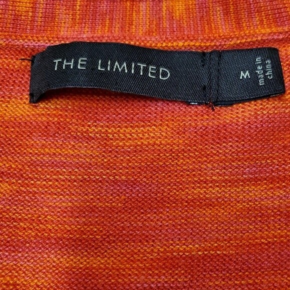 THE LIMITED Orange Marbled V-Neck Banded Bottom Top Blouse in Size M - Picture 5 of 6